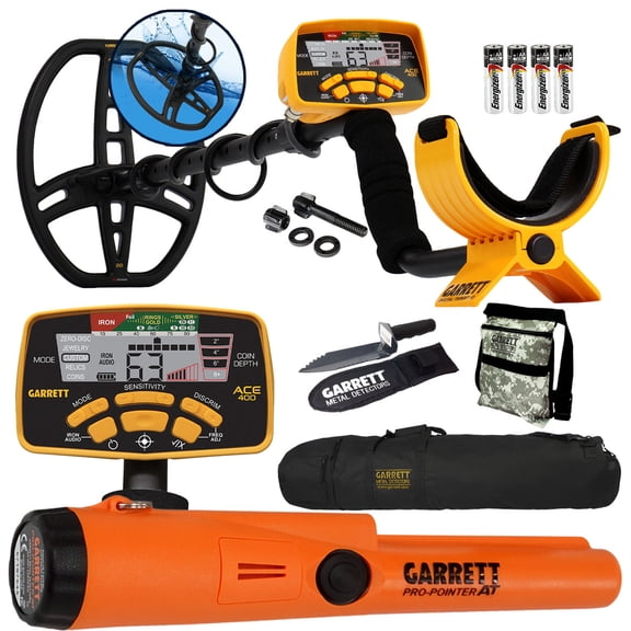 Garrett ACE 400 Metal Detector with DD Waterproof Coil and Premium Accessories