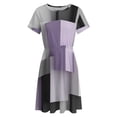 thumbnail image 4 of Modern Art Purple Grey Geometric Dress Fashion Beach Short Sleeve Dresses Female Party Printed Sundress, 4 of 7