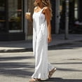 thumbnail image 6 of Hurxie Women Casual Loose Long Bib Pants Wide Leg Jumpsuits Baggy Cotton Rompers Overalls with Pockets White,2XL, 6 of 7