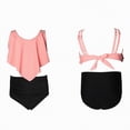 thumbnail image 4 of mgoYE Girls Swimsuit Size 8 Girls Ruffle Bikini Swimsuit High Waisted Two Piece Bathing Set Cute Flowy Top Swimwear for Beach Holiday(Orange,13-14 Years), 4 of 8