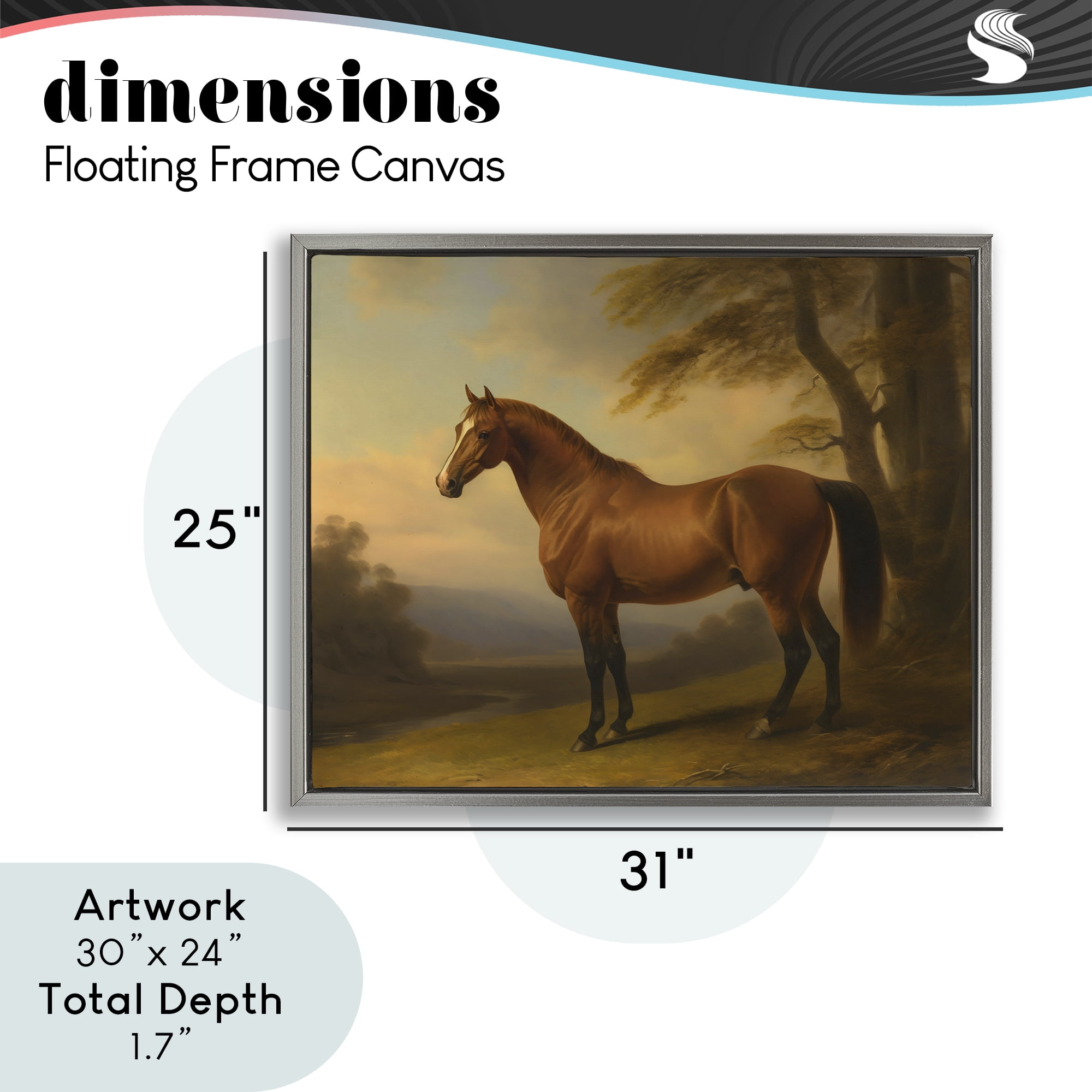 Stupell Industries Vintage Chestnut Horse Gray Framed Floater Canvas Wall Art, design by Creative Studio