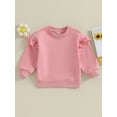 thumbnail image 2 of Meihuid Girl Casual Sweatshirts Toddler Solid Color Crew Neck Pullovers Tops, 2 of 9