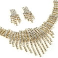 thumbnail image 2 of Gold Crystal Rhinestone Chandelier Necklace & Matching Dangle Earrings Jewelry Set, 2 of 2