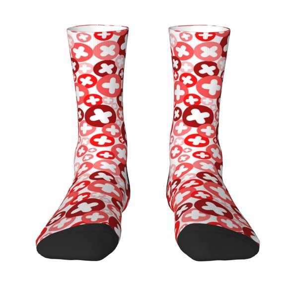 Uemuo Plus Cross Pattern Women's Crew Socks, Soft Durable Breathable Moisture-Wicking with Odor Control Cotton socks