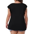 thumbnail image 4 of DARING DIVA Women's Plus V Neck Ruffle Casual Top Blouse Tank Tops 3X Black, 4 of 6