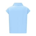 thumbnail image 5 of hotojiny Womens Sleeveless Button down Shirt Summer Cotton Linen Collar Tops Lightweight Solid Blouses with Pockets, 5 of 6