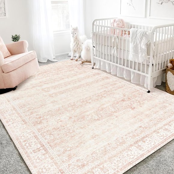 Alfombra infantil BILEEHOME para bebé niña, rosa rubor, bohemio, 140 x 200 cm
