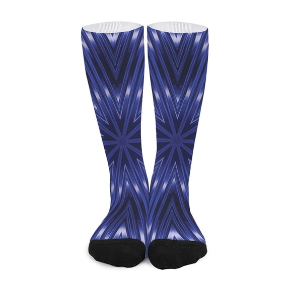 DIQADILA Blue Kaleidoscope Print Long Socks