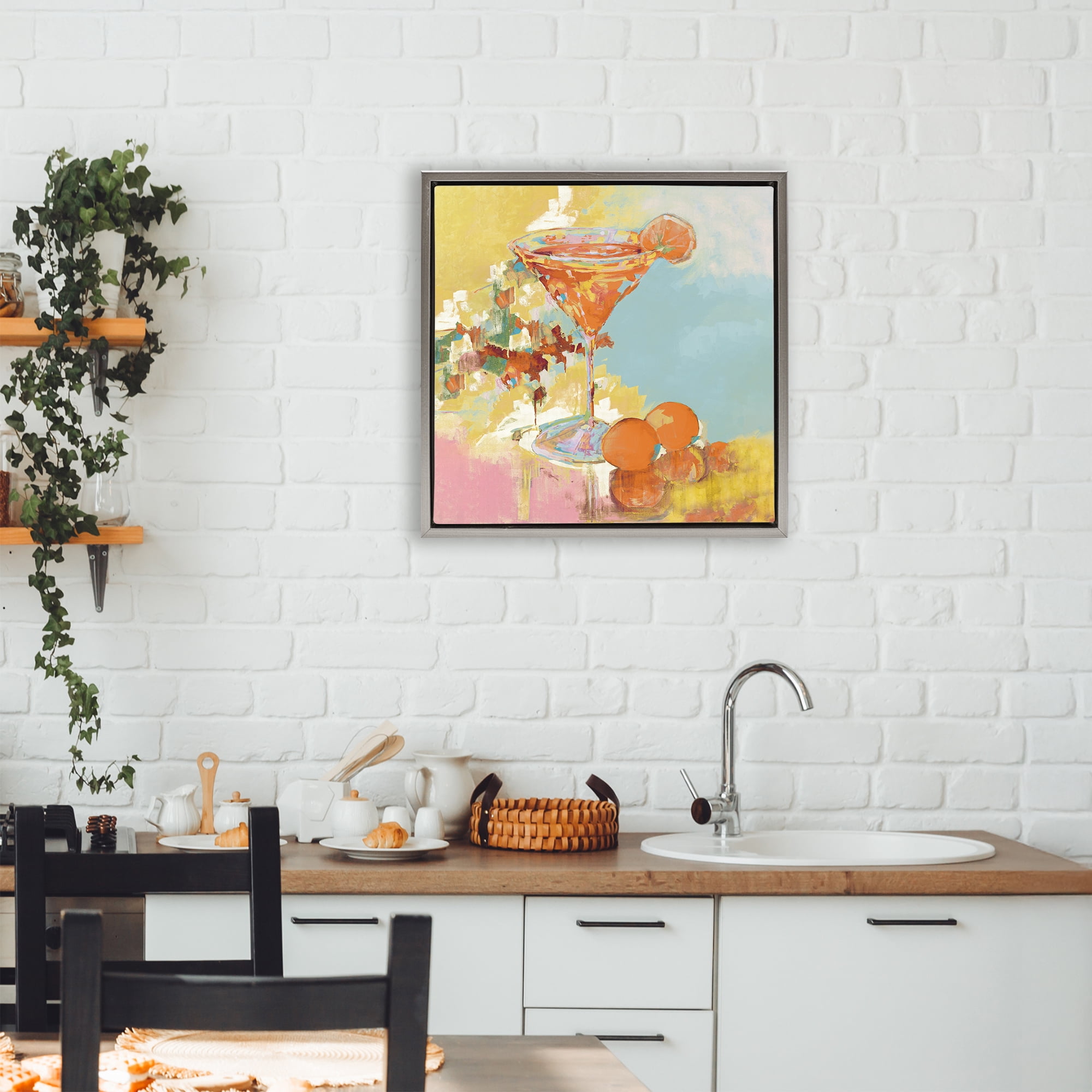 Stupell Industries Summer Citrus Martini Gray Framed Floater Canvas Wall Art, design by Jane Slivka