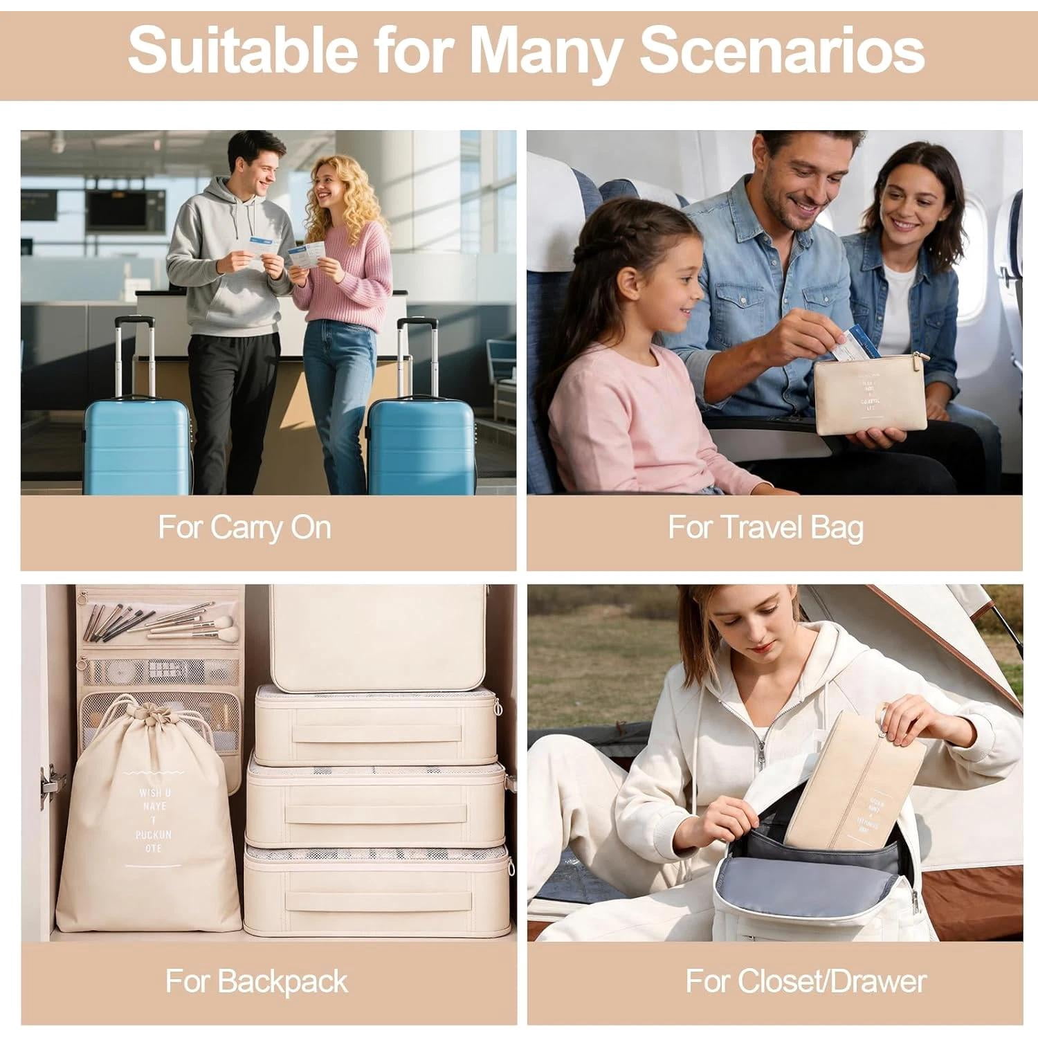 8 Set Packing Cubes for Travel,Suitcase Organizer Bags for Luggage with Shoe & H