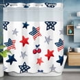 thumbnail image 6 of No Hook Shower Curtain with Snap in Liner, Independence Day Blue Red Star Waterproof Bath Curtain Double Layers with See Through Top Window, Abstract Stars Cherry Hotel Shower Curtains 72x72in, 6 of 9