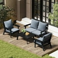 thumbnail image 5 of FOOWIN 4-Piece Patio Furniture Set, HDPE Outdoor Conversation Set with 4 Seating & Cushions, Perfect Patio Sofa Set for Garden, Porch, Backyard, Black Frame with Grey Cushion, 5 of 7