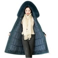 thumbnail image 2 of jtjvou Women's Long Parka with Faux Fur Hood Thicken Puffer Jacket Snow Padded Coat Winter Warm Coats Zip Up Hooded Jackets Blue L, 2 of 5