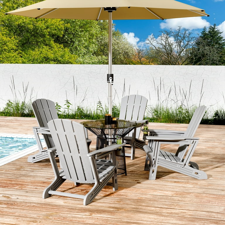 PolarcoForgeco Plastic Folding Adirondack Chair with Cup Holder