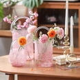thumbnail image 5 of Bolso de mano de cristal rosa, decoración del hogar, florero, pieza de decoración, jarrón hidropónico Retro estilo Ins de celebridades de Internet creativo, 5 of 5