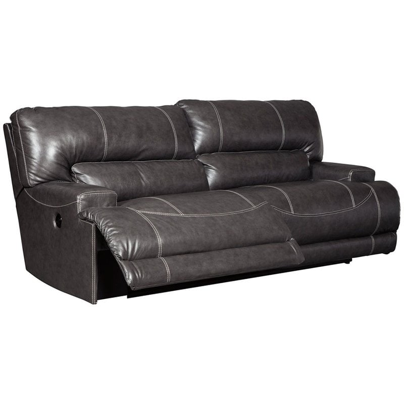 Ashley Furniture Mccaskill Leather, Grey Leather Power Reclining Sofa Set