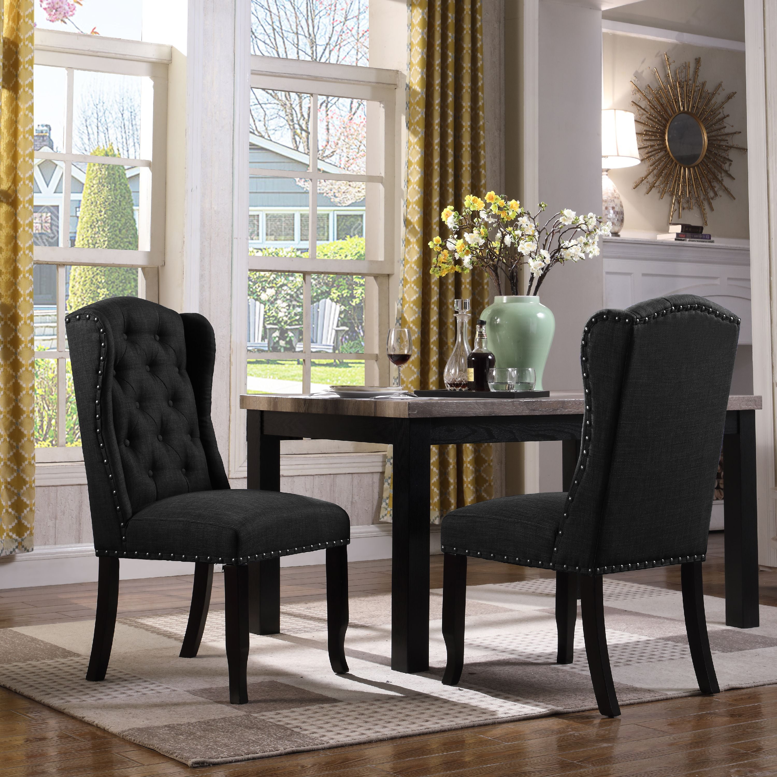 Chic Home Viola Dining Accent Chair Faux Linen Upholstered, Set of 2 ...