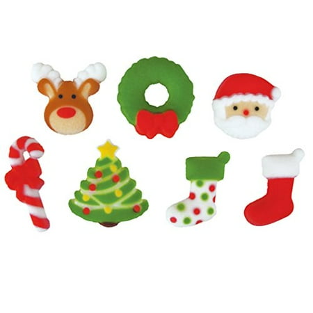 - Deluxe Holly Jolly Christmas Sugar Decorations Toppers Party Favors Cookie Cupcake Cake 12 Count