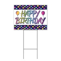 Happy Birthday (18" x 24") Yard Sign, Includes Metal Step Stake