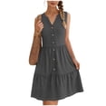 thumbnail image 4 of Danhjin Women's Summer Sundress V Neck Sleeveless Dresses Elastic Waist Ruffles Casual Loose Tank Dresses, 4 of 7