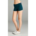 thumbnail image 3 of Essential Basic Junior Women Fold Over Low Rise Short Cotton Spandex Yoga Workout Dance - Green Teal, L, 3 of 4