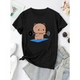thumbnail image 2 of Elegante camiseta de levantamiento de pesas con estampado de oso para mujer - Camiseta blanca informal de cuello redondo y manga corta, de algodón suave, perfecta para verano y gimnasio | Top deportiv, 2 of 6