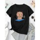 thumbnail image 2 of Camiseta De Mujer Ligera Y Suave VeranoStylish Women's Graphic Bear Weightlifting T-Shirt - White Casual Round Neck Short Sleeve Tee, Soft Polyester Fabric, Perfect for Summer and Gym Wear, Casual W, 2 of 6