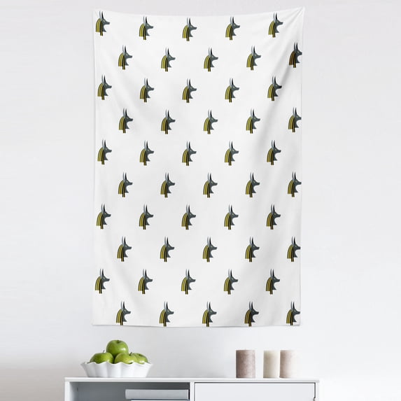 Egyptian Tapestry, Head of an Indigenous Jackal Antiquities History, Fabric Wall Hanging Decor for Bedroom Living Room Dorm, 5 Sizes, Yellow Black and Grey, by Ambesonne