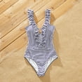 thumbnail image 3 of PatPat Family Matching Letter Splicing Striped Trunks Shorts and Ruffle Swimsuit,Sizes Baby/Boy/Girl/Adult,One Piece, 3 of 6