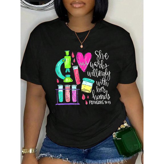 She Works Willingly With Her Hands Proverbs Medical Lab Tech T-Shirt