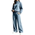 thumbnail image 6 of Lmueinov Two Piece Sets for Women Fleece Sweatsuit Button Mock Neck Sweatshirts Wide Leg Sweatpants Workout Lounge Sets with Pockets Fall Casual Outfits, 6 of 6