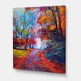 thumbnail image 3 of Designart ' Red Autumn Landscape With Little Road ' Traditional Canvas Wall Art Print, 3 of 4