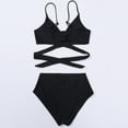 thumbnail image 5 of Lovzfmll Women's Bikini Set, Solid Color Crisscross Triangle Top with Ties, Two Piece Bathing Suit for Fashion Beach, 5 of 8
