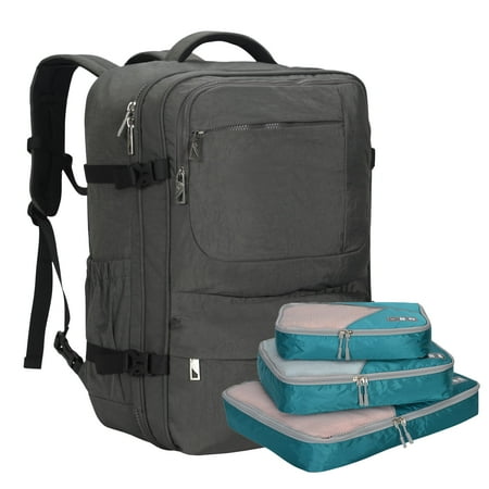Hynes Eagle Unisex 44L Travel Backpack with 3 Pieces Packing Cubes Set