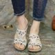 thumbnail image 4 of Women's Casual Slippers Fashion Hollow Flowers Wedge Sandals Outdoor Embroidered Platform Comfortable Beach Shoes Chinelo Nuvem, 4 of 4