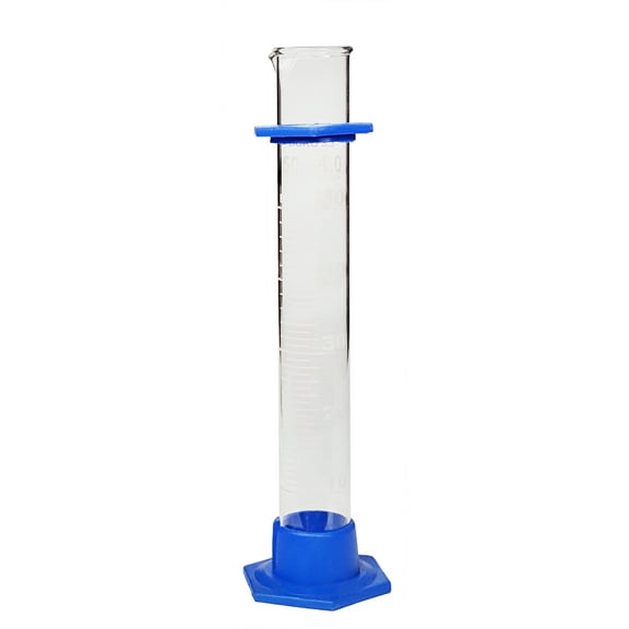 Glass Graduated Cylinder With Plastic Hex Base and Bumper Guard, 50ml by Go Science Crazy
