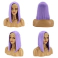 thumbnail image 5 of Pelucas con flequillo para mujer, peluca ondulada suelta, peluca frontal de encaje, peluca de cabello liso de longitud media, peluca morada de estilo corto, cabello largo, 5 of 5