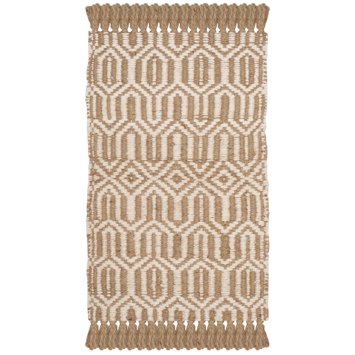 SAFAVIEH Natural Fiber Jakov Geometric Area Rug, Natural/Ivory, 2'3" x 4'
