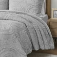 thumbnail image 4 of Madison Park Arya Embroidered Medallion Faux Fur Ultra Plush Comforter Mini Set, King/Cal King - Grey, 4 of 14