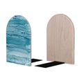 thumbnail image 2 of Zufioo Teal Turquoise Fluid Stripes Print Wooden Bookends, Metal Bookshelf Non-slip Bookends, Home Furnishings Suitable for Bookcases Offices, 2 of 8