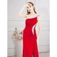 thumbnail image 4 of Angel-fashions Red Evening Dress Women's Elegant One Shoulder Beading Decor Pleated Waist Split Long Party Gown 411RD X-Large, 4 of 7