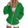thumbnail image 2 of Guieoi Plus Size Jackets for Women Women Sweatshirt Zip Up Fall Fashion Turn Down Collar Long Sleeve Jackets Winter Clothing Outfits Green, 2 of 5