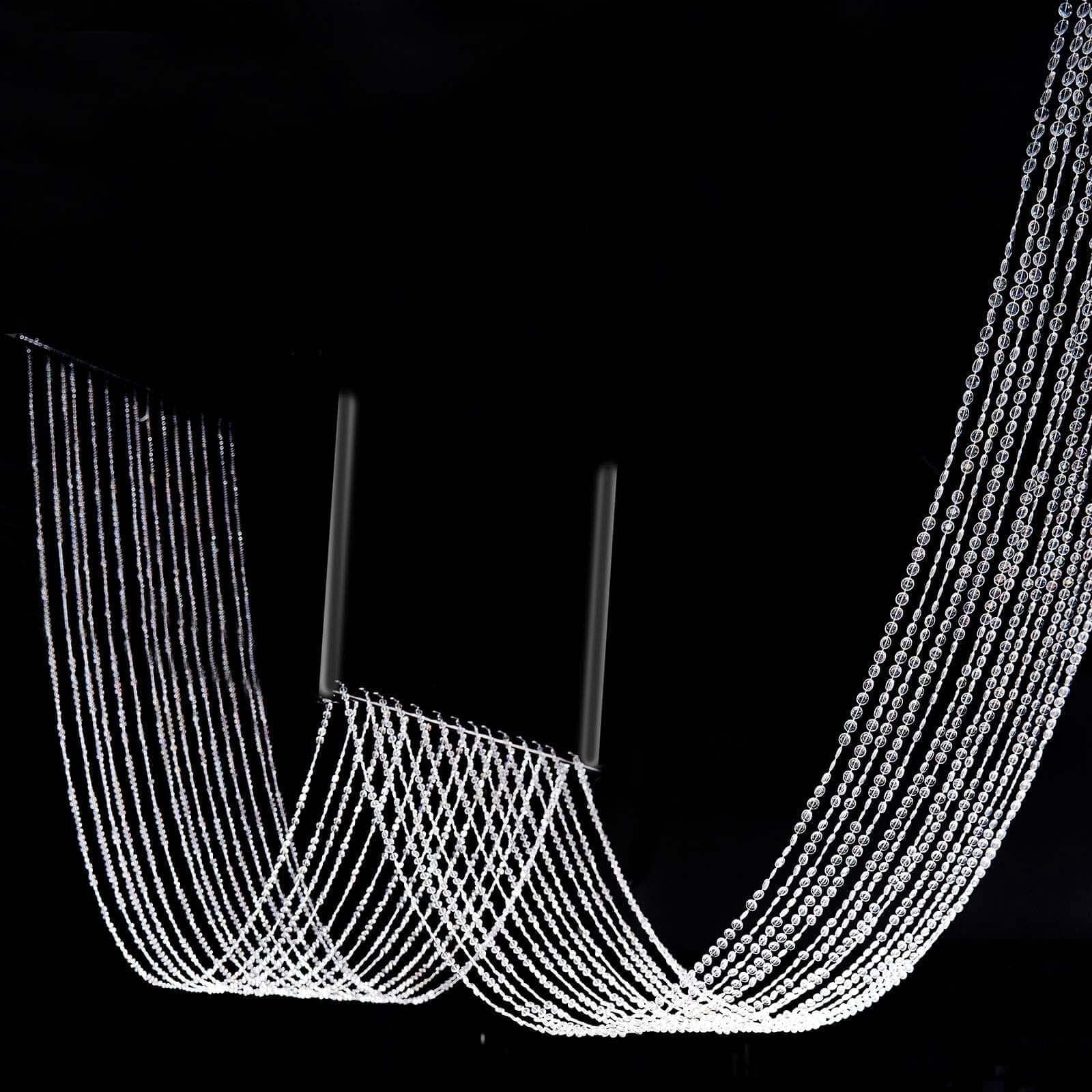 Efavormart 15ft Long Crystal Beaded Ceiling Drape Curtains With Hardware Kit Wall Panel Fringe Window Divider Blind for Wedding Coffee House Restaurant Parts Crystal Tassel Screen Home Decoration