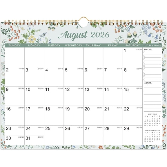 Wall Calendar 2026-2027, Jul 2026 - Dec 2027, 14.8" x 11.57", 18 Month | Calendar 2026-2027, -Wire Binding, Julian Dates, Large Block, Notes & To-do List, Thick Paper,  for Planning