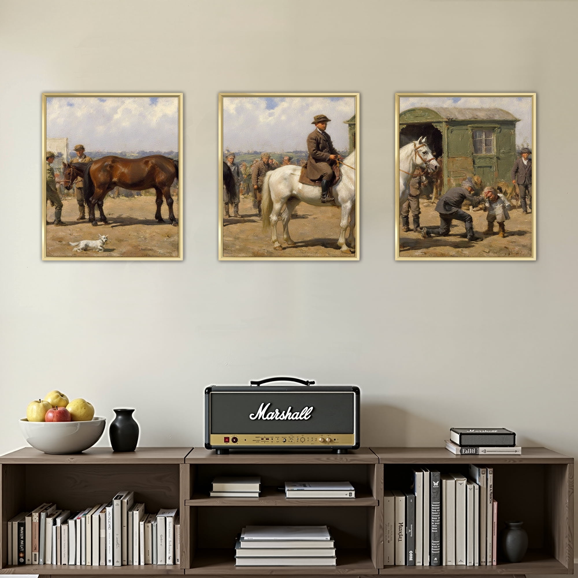 MAYEERTY Modern Abstract Wall Art Painting, Living Room Decor, Gold Aluminum Alloy Frame, 23.6"x15.8"