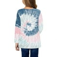 thumbnail image 7 of Today Kids Long Sleeve Shirts Girls Tie Dye Shirt Trendy Ruched Tees Side Button Top Crew Neck Pullover Tshirt Casual Blouse, 7 of 7