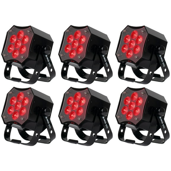 (6) American DJ MOD STQ Compact 7 x 8W RGBW LED DMX Par Can Wash Lights w/Remote