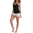 thumbnail image 2 of INSPIRE CHIC Women's Spaghetti Straps Flowy Swing Camisole with Padded Comfortable Long U-Neck Wrinkled Tank Top S Black, 2 of 6
