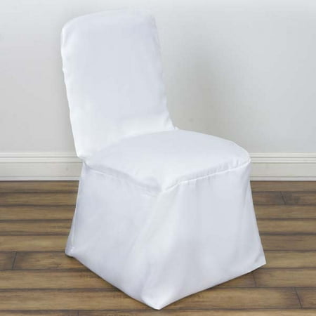 - Square Top Polyester Wedding Banquet Chair Cover, White