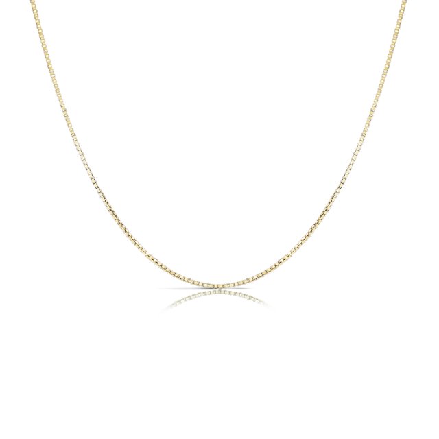 Collar de cadena de caja JeenMata de plata esterlina 925 auténtica 20 pulgadas Color amarillo